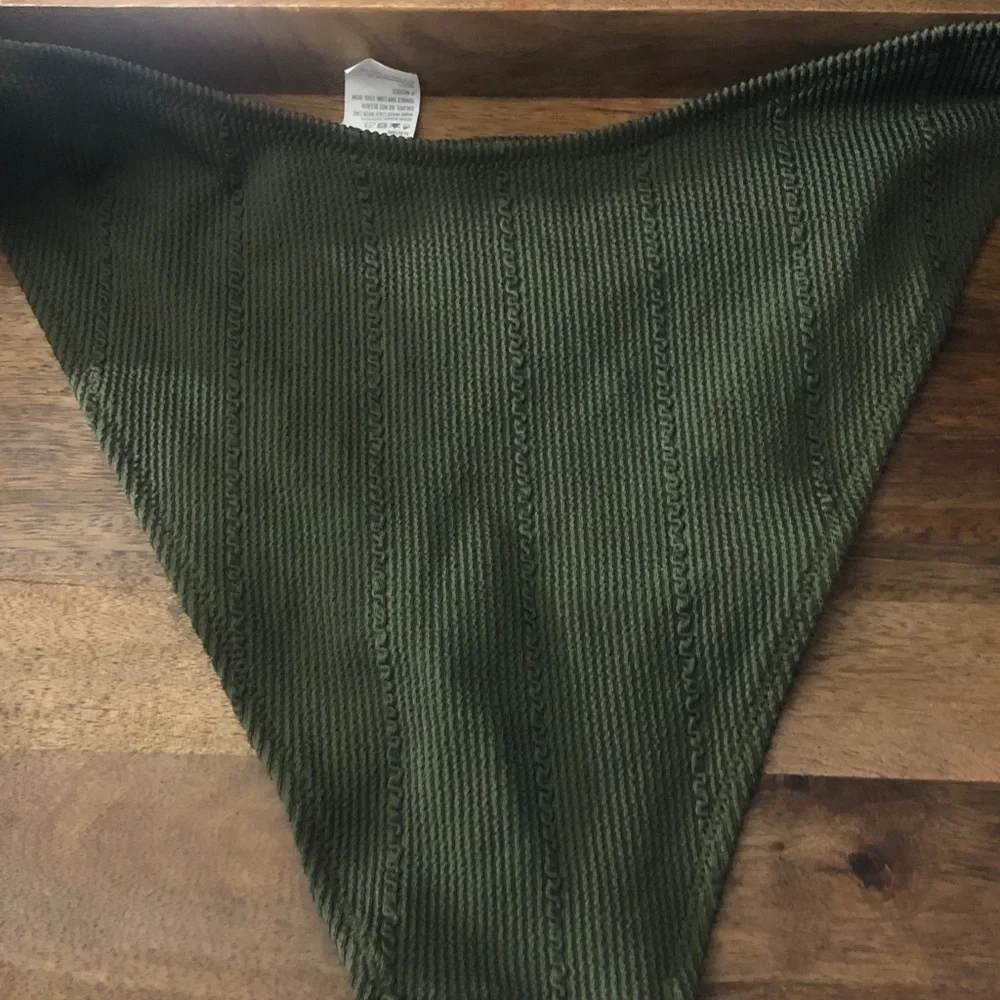 Olive Ribbed High-Cut Bikini Bottom - swim 🏊‍♂️
